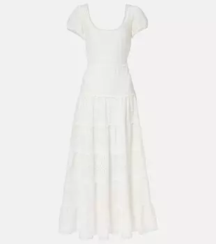 Платье миди из хлопка с вышивкой ришелье Remi Rixo, Gracie Embroidery Ivory