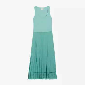 Платье миди из хлопка со складками из двух частей Claudie Pierlot, цвет verts