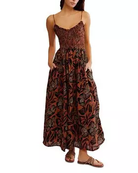 Платье миди из хлопка Sweet Nothings Free People, коричневый