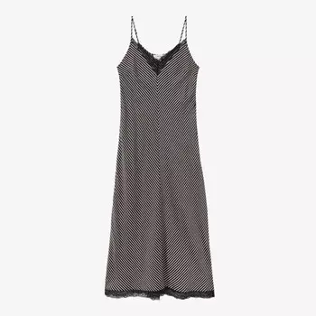 Платье-Миди из хлопка в полоску от Camilla Reiss, черный