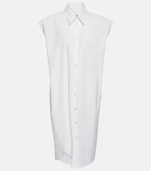 Платье миди из хлопкового поплина MM6 MAISON MARGIELA, белый