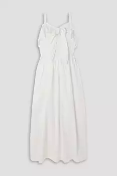 Платье миди из хлопкового поплина с хлопковыми вставками Broderie anglaise BATSHEVA, белый