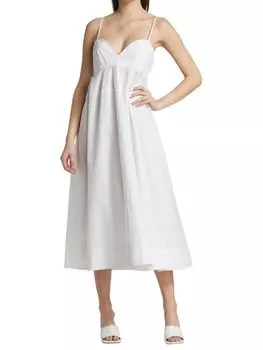 Платье миди из хлопкового поплина Sweetheart Matthew Bruch, белый