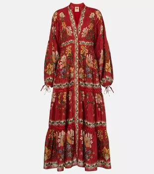 Платье миди из хлопковой смеси Garden Delight Farm Rio, Garden Delight Red