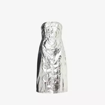 Платье миди из искусственной кожи с эффектом металлик bandeau Amy Lynn, серебряный