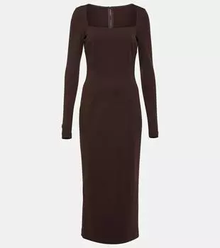 Платье миди из кади Dolce&Gabbana, коричневый