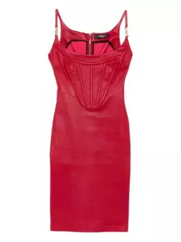 Платье-миди из кожи с корсетом Medusa '95 VERSACE, красный
