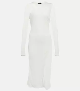 Платье миди из креп-джерси TOM FORD, белый