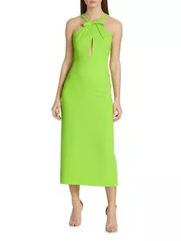 Платье миди из крепа без рукавов Ml Monique Lhuillier, цвет Halcyon Green