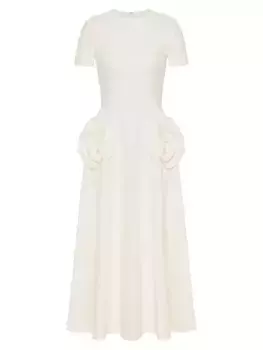 Платье миди из крепа Couture Valentino Garavani, слоновая кость