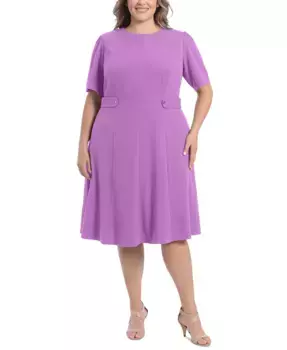 Платье миди из крепа и неопрена Plus Size Fit & Flare Scuba London Times, фиолетовый