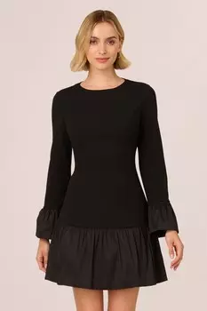 Платье миди из крепа и тафты Adrianna Papell, черный