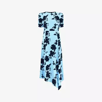 Платье-Миди из крепа Luna shadow с цветочным принтом Ro&Zo, синий