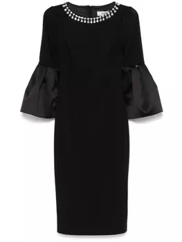 Платье-миди из крепа NISSA, украшенное кристаллами, черный
