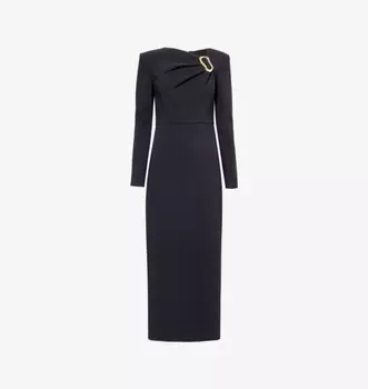 Платье-Миди из крепа с асимметричным вырезом Roland Mouret, черный