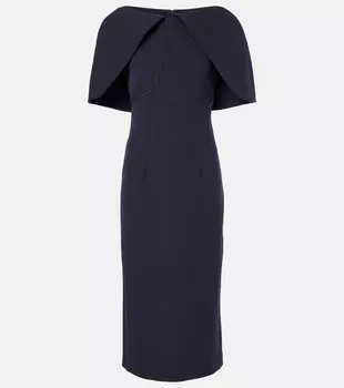 Платье-миди из крепа с драпировкой от Barb Safiyaa, цвет midnight navy