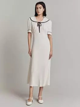 Платье миди из крепа с матросским воротником tilly Ghost, цвет Cloud Dancer