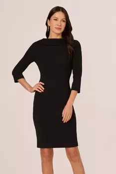 Платье миди из крепа с отворотом Adrianna Papell, черный