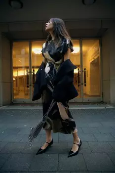 Платье миди из крепа с принтом ZARA, разноцветный