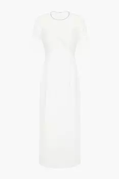 Платье миди из крепа с тюлевыми вставками и кристаллами Tulip JENNY PACKHAM, слоновая кость