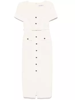 Платье миди из крепа Self-Portrait, нейтральный цвет