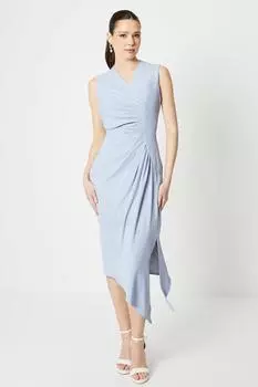 Платье миди из крепа со сборками Coast, синий