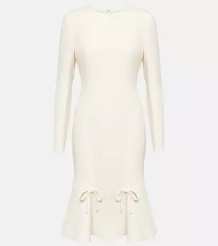 Платье миди из крепа VALENTINO, белый