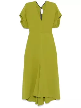 Платье миди из крепа Victoria Beckham, зеленый