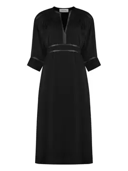 Платье-миди из крепа Yves Salomon, черный