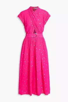 Платье миди из крепдешина с вырезами и запахом цвета металлик-купе DEREK LAM 10 CROSBY, розовый