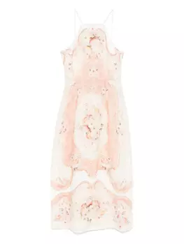 Платье миди из льна с принтом TWINSET, нейтральный