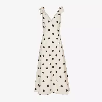 Платье миди из льна в горошек с v-образным вырезом Crush Zimmermann, черный