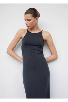 Платье миди из модала Mango, синий