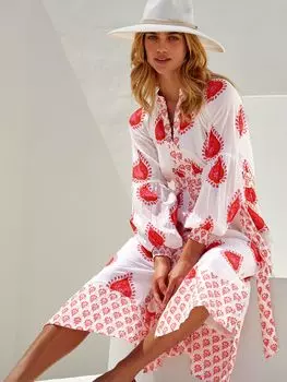 Платье миди из органического хлопка Aspiga Cara, цвет Buti Hot Coral