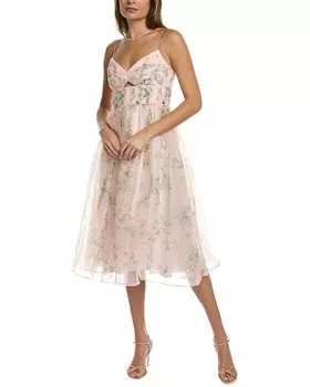 Платье миди из органзы ML Monique Lhuillier, розовый