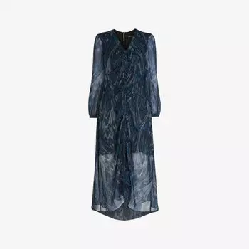 Платье миди из переработанного полиэстера с волнистым принтом Whistles, мультиколор