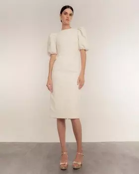 Платье миди из пике Dolores Promesas, светло-бежевый