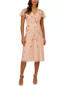 Платье миди из полиэстера с бисером для миниатюрных женщин Adrianna Papell, цвет blush multi