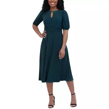 Платье миди из полиэстера с оборками для миниатюрных женщин Jessica Howard, цвет hunter