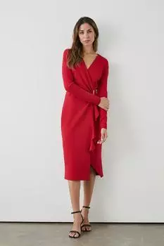 Платье миди из понте с оборками по бокам Debenhams, красный