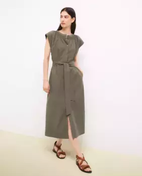 Платье миди из поплина с короткими рукавами Tintoretto, цвет Kaki