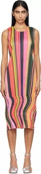 Платье миди из разноцветной ткани Warp PLEATS PLEASE ISSEY MIYAKE, розовый