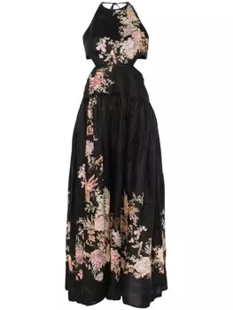 Платье миди из сального шелка ZIMMERMANN, черный