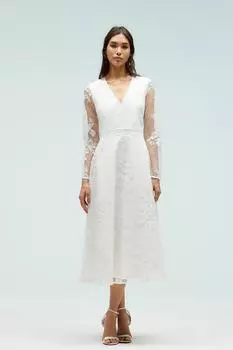 Платье миди из сетчатой ткани с вышивкой Ponte Coast, белый