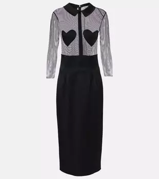 Платье миди из сетки и атласа Blumarine, черный