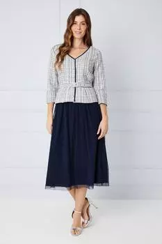 Платье миди из сетки премиум-класса из букле для особых случаев Wallis, темно-синий