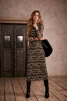 Платье миди из сетки с абстрактным принтом Mint Velvet, черный