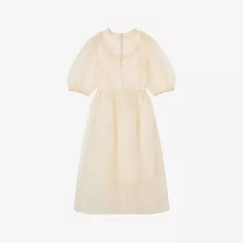 Платье миди из шелка с оборками и защипами от Maddie Lk Bennett, экрю