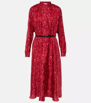 Платье миди из шелкового атласа goccia с логотипом Max Mara, красный