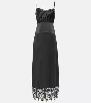 Платье миди из шелкового атласа с бантом Simone Rocha, черный
